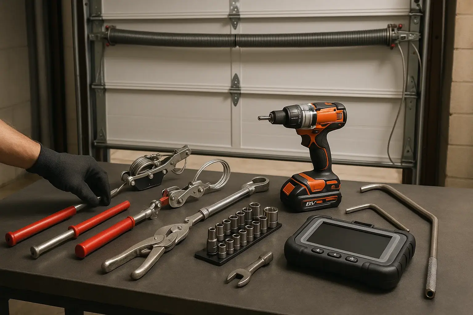 Professional tools used for 24-hour emergency garage door repair in Westland MI