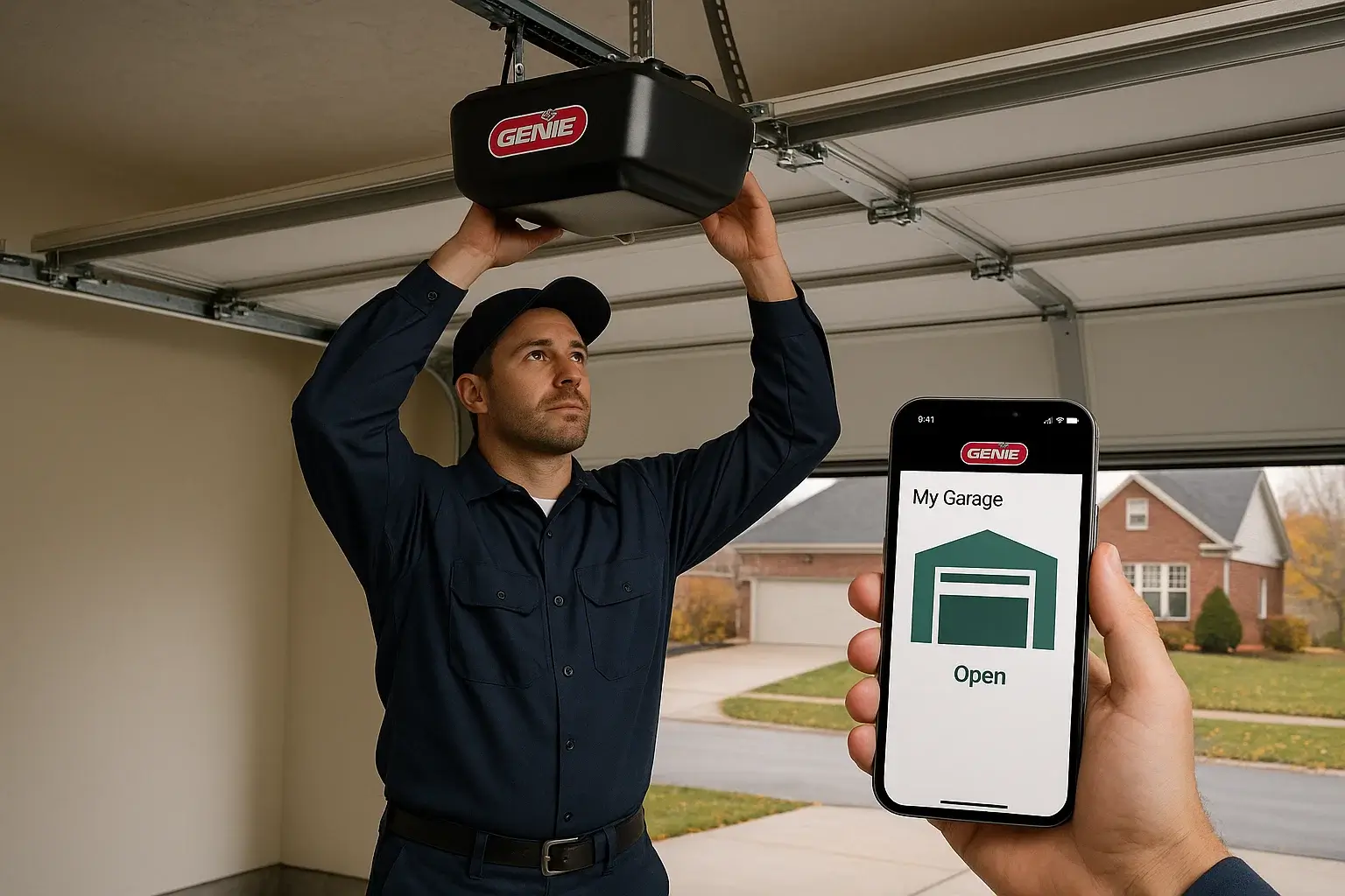 Professional Genie garage door installation in Michigan by Garage Door of Westland MI.