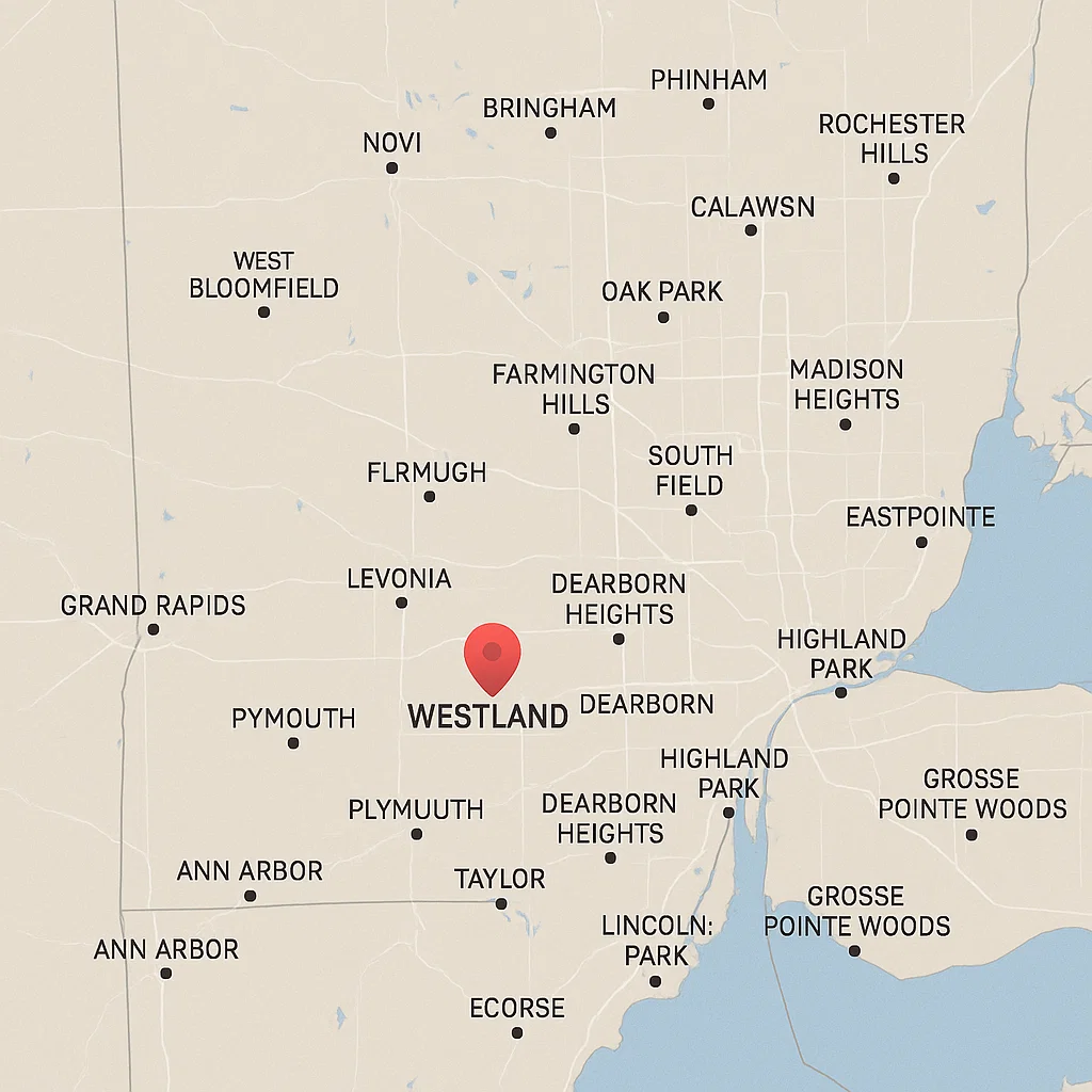 garage-door-repair-Westland-MI-map