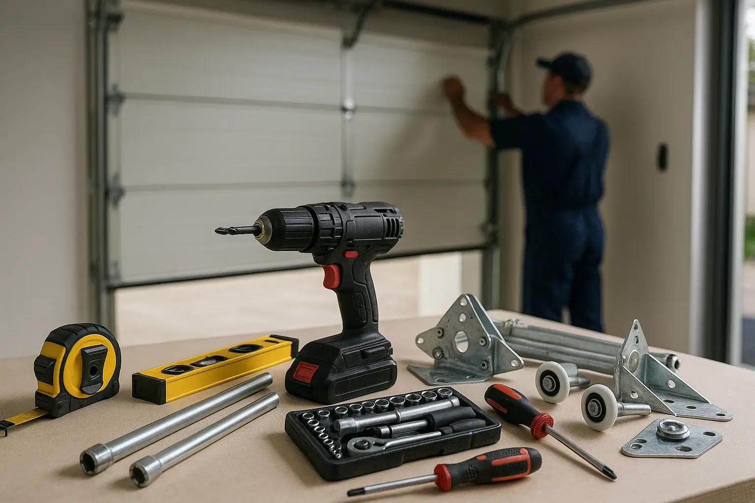 Professional tools used for precise garage door installation in Westland MI