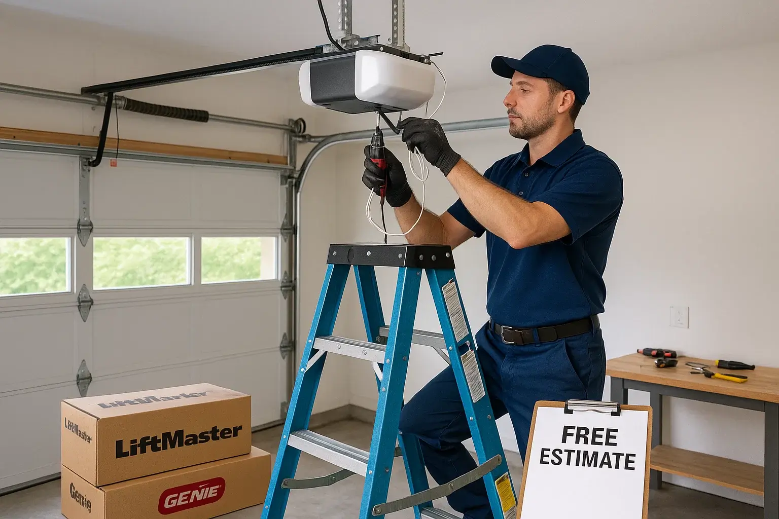 Affordable garage door opener installation by technician in Westland Michigan